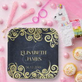 Classy Navy Blue Gold Wirbel Hochzeit ausgezeichne Pappteller (Party)