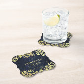 Classy Navy Blue Gold Wirbel Hochzeit ausgezeichne Untersetzer (Vor Ort)
