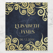 Classy Navy Blue Gold Wirbel Hochzeit ausgezeichne Weinetikett (Einzelnes Label)