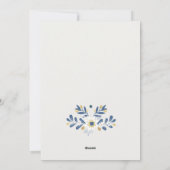 Classy Navy Blue Hanukkah Floral Party Einladung (Rückseite)