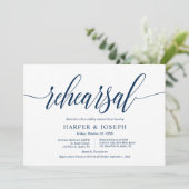 Classy Navy Blue, Hochzeit und Probe zum Abendesse Einladung (Stehend Vorderseite)