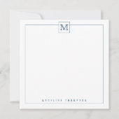Classy Navy Blue Initial Monogram Square Grenze Mitteilungskarte (Vorderseite)