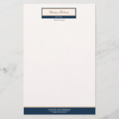 Classy Navy Blue Ivory Briefpapier (Vorderseite)