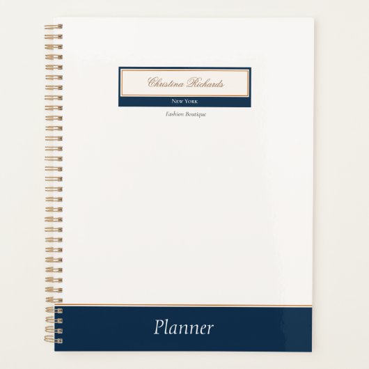 Classy Navy Blue Ivory Business Planer (Vorderseite)