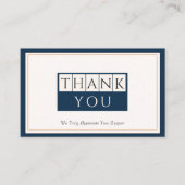 Classy Navy Blue Ivory Vielen Dank Visitenkarte (Vorderseite)