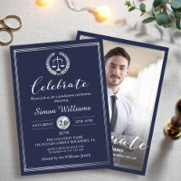 Classy Navy Blue Law School Graduation Party Foto