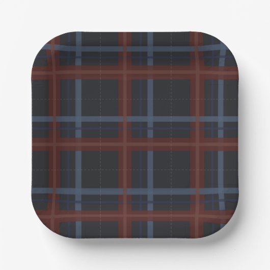 Classy Navy Blue Plaid Pattern Pappteller (Vorderseite)