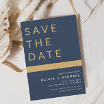 Classy Navy Blue Save the Date Elegant Gold<br><div class="desc">Hochzeit Elegant Navy Blue und Gold speichern Sie die Datumskarten. Die Save the Date-Karten enthalten eine moderne,  handgeschriebene,  kursive Schriftzeichen-Typografie,  die elegant,  einfach und modern nach einem einfachen Hochzeitstag-Fest zu verwenden sind.</div>