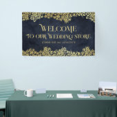 Classy Navy Blue und Gold Boho Wirbel Hochzeit Banner (Messeveranstaltung)