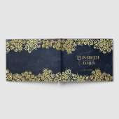 Classy Navy Blue und Gold Boho Wirbel Hochzeit Gästebuch (Voll)