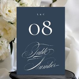 Classy Navy Blue Wedding 5 x 7 Table Numbers Einladung