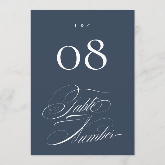 Classy Navy Blue Wedding 5 x 7 Table Numbers Einladung (Vorderseite)