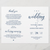 Classy Navy Blue Wedding Zeremony Foldable Program (Vorderseite)