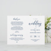 Classy Navy Blue Wedding Zeremony Foldable Program (Stehend Vorderseite)