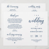 Classy Navy Blue Wedding Zeremony Foldable Program (Vorne/Hinten)