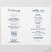 Classy Navy Blue Wedding Zeremony Foldable Program (Rückseite)