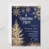 Classy Navy Gold Glitter Corporate Christmas Party Einladung (Vorderseite)