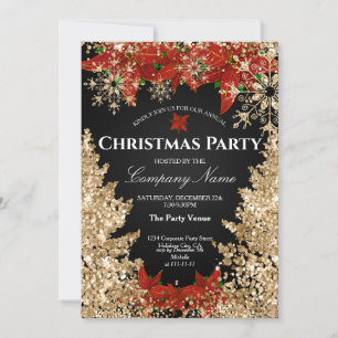 Classy Navy Gold Glitzer Corporate Weihnachtsfest  Einladung