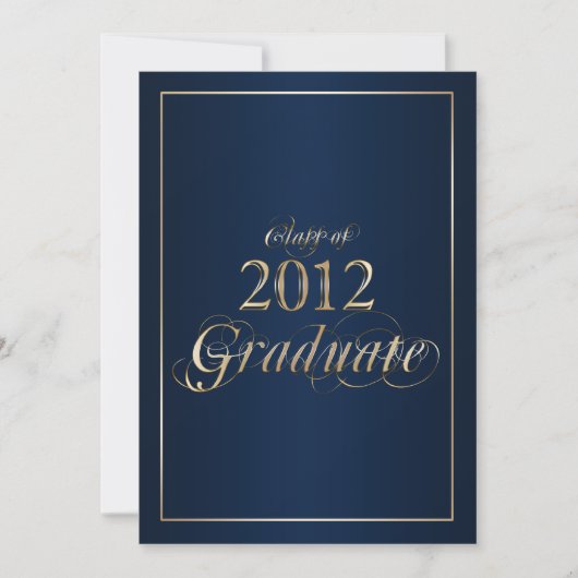 Classy Navy und Gold 2012 Graduate Einladung (Vorderseite)