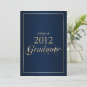 Classy Navy und Gold 2012 Graduate Einladung (Stehend Vorderseite)