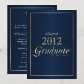 Classy Navy und Gold 2012 Graduate Einladung (Vorne/Hinten)