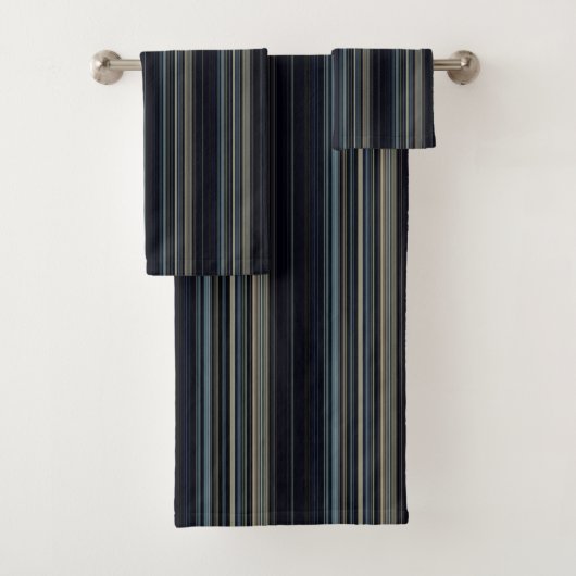 Classy Navy und Gold Multicolor Stripes Badhandtuch Set (Insitu)