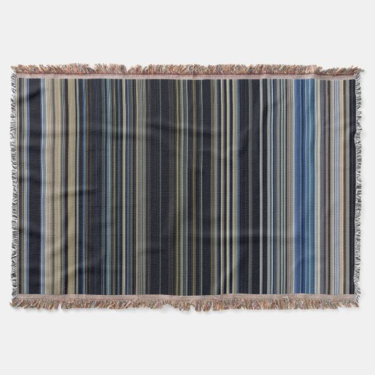 Classy Navy und Gold Multicolor Stripes Decke (Vorderseite)