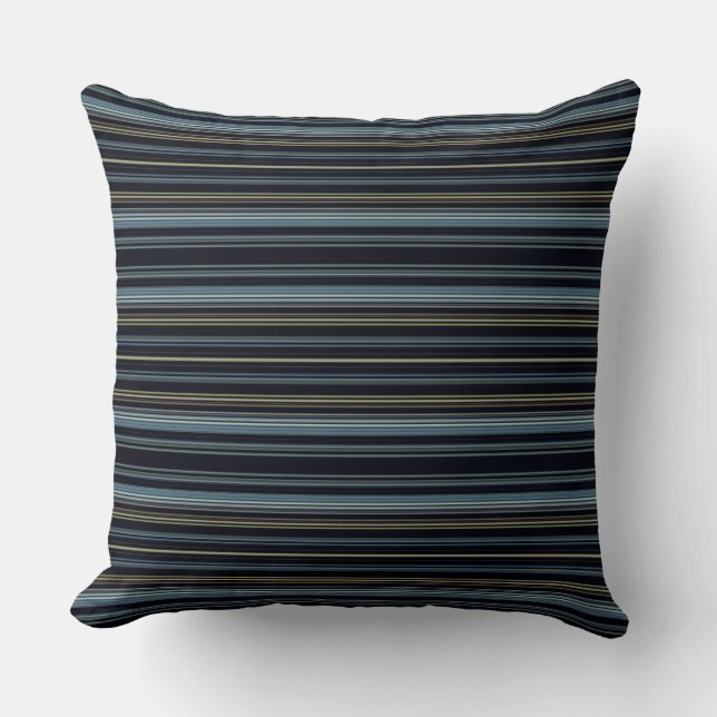 Classy Navy und Gold Multicolor Stripes Kissen (Vorderseite)