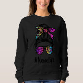 Classy Nene life Messy Bun Rainbow Leopard Mother' Sweatshirt (Vorderseite)