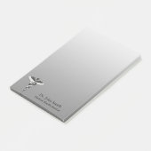 Classy Noble Caduceus Medical Elegant Schwarz-weiß Post-it Klebezettel (angewinkelt)