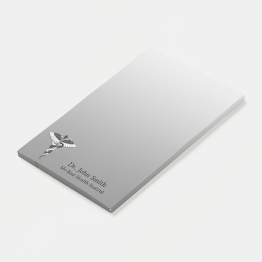 Classy Noble Caduceus Medical Elegant Schwarz-weiß Post-it Klebezettel (angewinkelt)