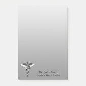 Classy Noble Caduceus Medical Elegant Schwarz-weiß Post-it Klebezettel (Vorderseite)