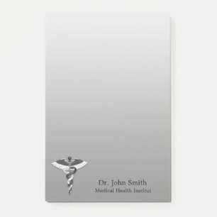 Classy Noble Caduceus Medical Elegant Schwarz-weiß Post-it Klebezettel