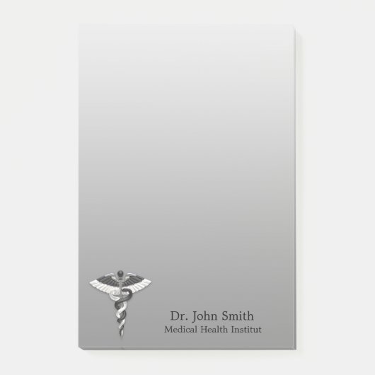 Classy Noble Caduceus Medical Elegant Schwarz-weiß Post-it Klebezettel (Vorderseite)