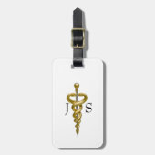 Classy Noble Medical Asclepius Elegantes Gold Silb Gepäckanhänger (Vorderseite vertikal)