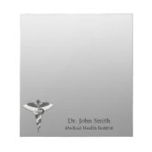 Classy Noble Medical Elegant Schwarz-weiß Caduceus Notizblock (Vorderseite)
