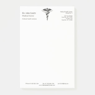 Classy Noble Medical Elegant Schwarz-weiß Caduceus Post-it Klebezettel