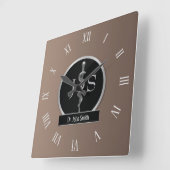 Classy Noble Medical Silver Rod of Asclepius Quadratische Wanduhr (Winkel)