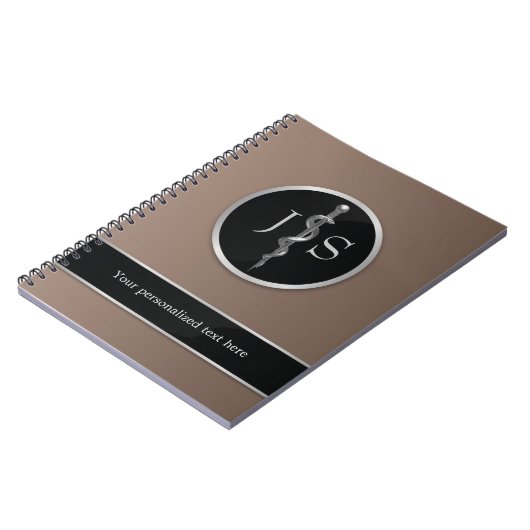 Classy Noble Rod of Asclepius Medical Silver Notizblock (Linke Seite)