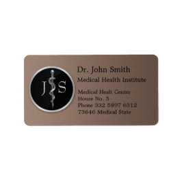 Classy Noble Rod of Asclepius Silver Medical Adressaufkleber