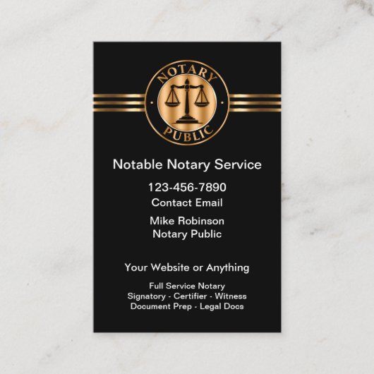 Classy Notary Public Services Visitenkarte (Vorderseite)