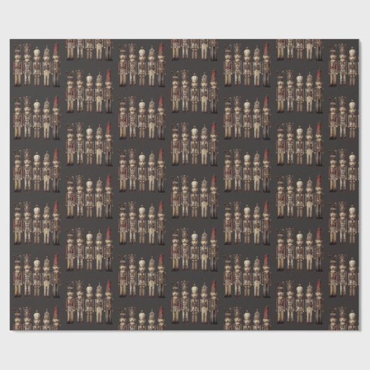 Classy Nutcracker Soldiers Brown Traditional Geschenkpapier (Flach)