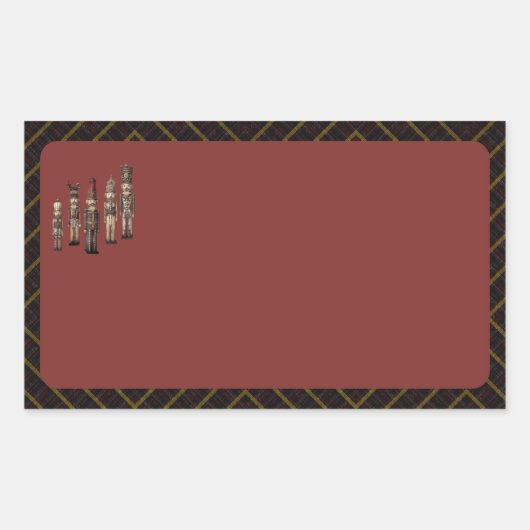 Classy Nutcracker Soldiers Name Labels Red Rechteckiger Aufkleber (Vorderseite)