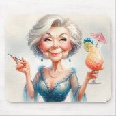Classy Old Lady mit Cocktail Mousepad (Vorne)