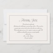 Classy Old Money Black and Ivory Wedding Photo Dankeskarte (Vorderseite)