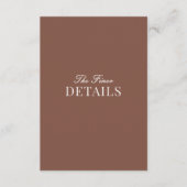 Classy Old Money Mocha Brown Ivory Wedding Details Begleitkarte (Vorderseite)