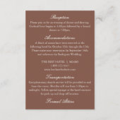 Classy Old Money Mocha Brown Ivory Wedding Details Begleitkarte (Rückseite)