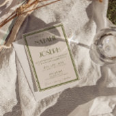 Classy Old Money Olive Green All In One Wedding Einladung