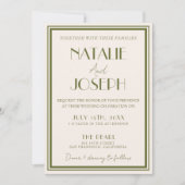 Classy Old Money Olive Green All In One Wedding Einladung (Vorderseite)