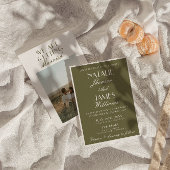 Classy Old Money Olive Green Luxury Wedding Einladung